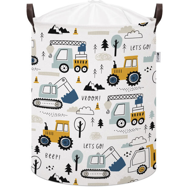 Sipo Koš na hračky se šňůrkou, skládací bavlněný / 43 l, Mini Trucks