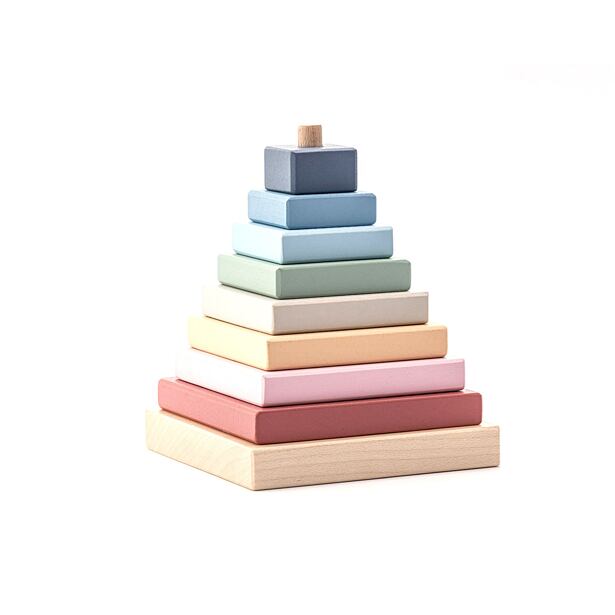Cubika Pastel Barevná pyramida - dřevěná skládačka 9 dílů