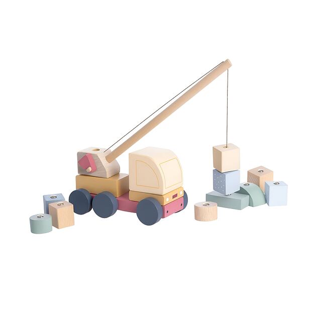 Cubika Pastel Autojeřáb s magnetem - dřevěná skládačka 14 dílů
