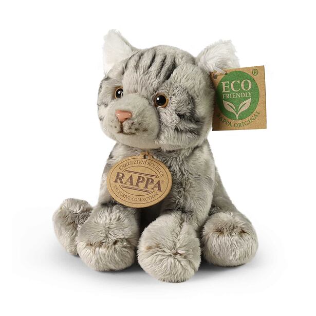 Rappa Plyšová kočka šedá sedící 14 cm ECO-FRIENDLY