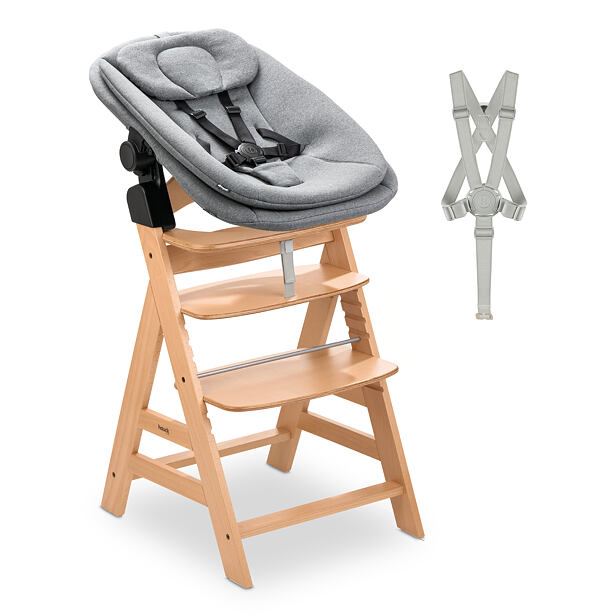 Hauck Alpha+ Dřevěná židle+novorozenecký Newborn set Pro s polohováním, natur