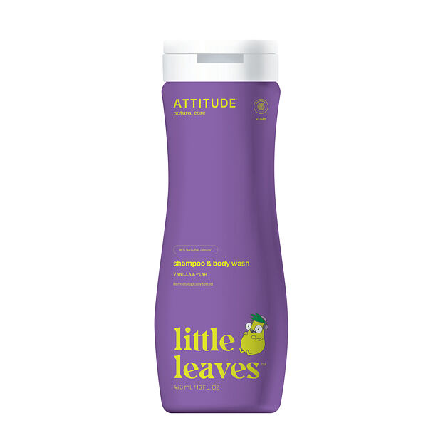 ATTITUDE Dětské tělové mýdlo a šampon 2v1 Little leaves s vůní vanilky a hrušky 473 ml