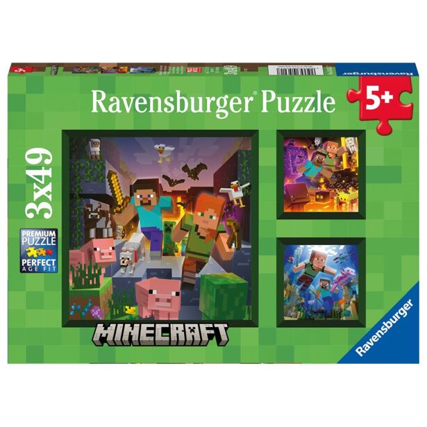 Ravensburger Minecraft Biomes Puzzle 3x49 dílků