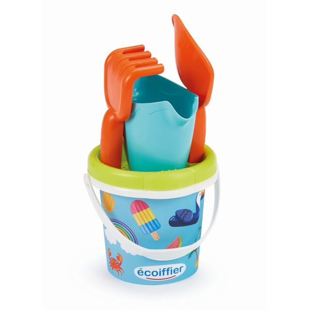 Ecoiffier Kyblíček Holidays s konvičkou a příslušenstvím, 12 cm