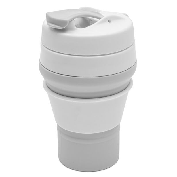 New Baby Silikonový skládací hrnek 350 ml  2v1 šedý