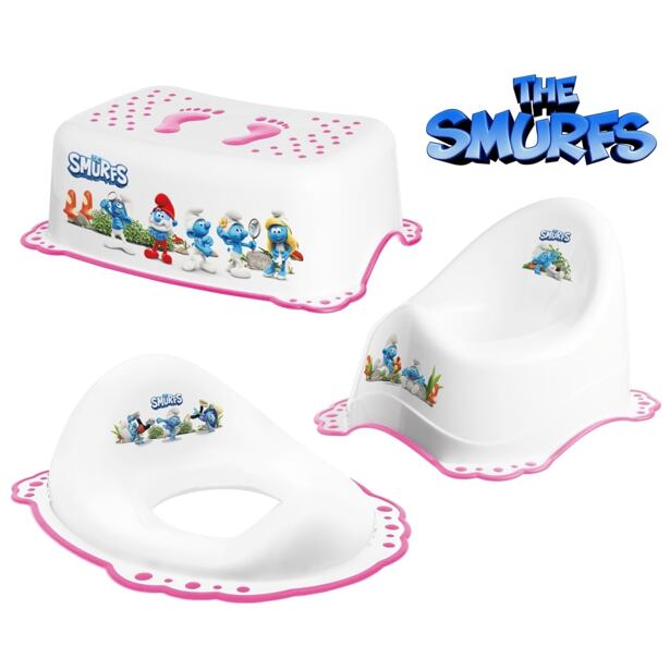Maltex Set The Smurfs Nočník + Sedátko + Stupátko - bílá/růžová
