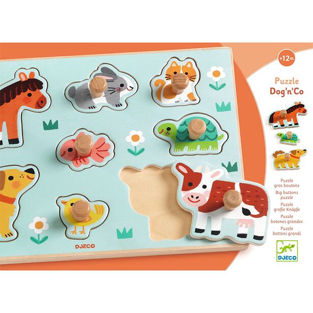 DJECO Dřevěné puzzle Dog’n’Co