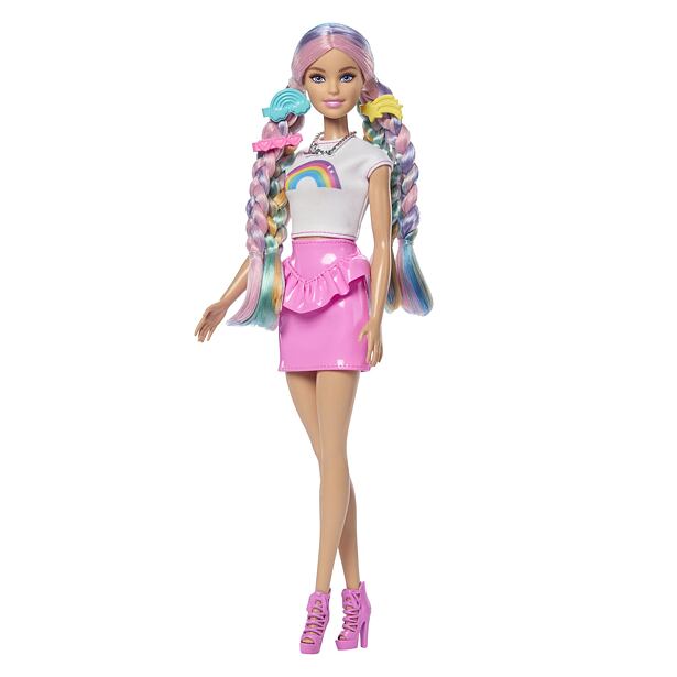 Mattel Barbie Panenka duhové vlasy s třpytivým stylingem