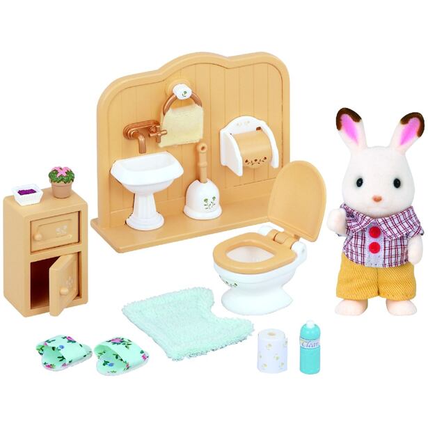 Sylvanian Families Nábytek "chocolate" králíků - bratr a toaleta s příslušenstvím