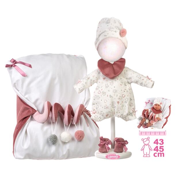 Llorens M740-26 Obleček pro panenku miminko NEW BORN velikosti 40-42 cm a podložka se spirálovou hra