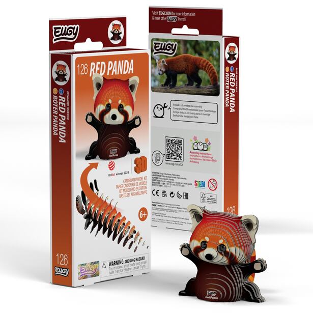 EUGY Panda červená 3D kartonová skládačka