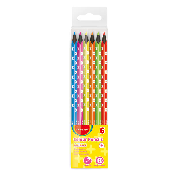 KEYROAD Pastelky Neon trojhranné 6ks