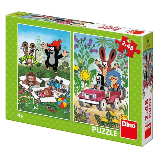 Dino Krtek se raduje Puzzle 2x48 dílků