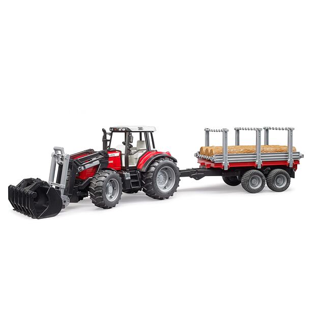 Bruder Traktor MASSEY FERGUSON + přepravník na dřevo