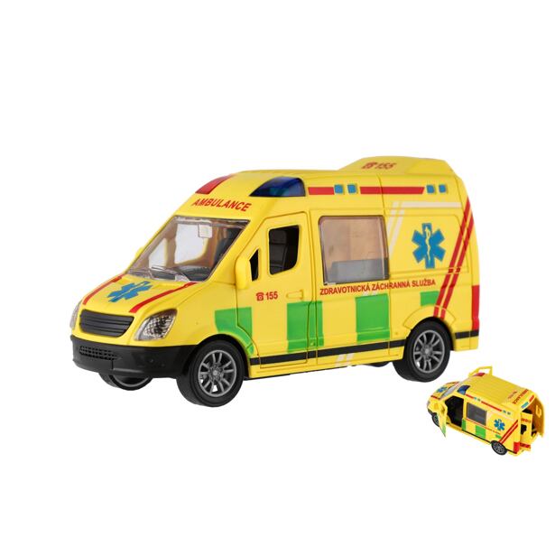 Teddies Auto ambulance plast 12 cm na setrvačník