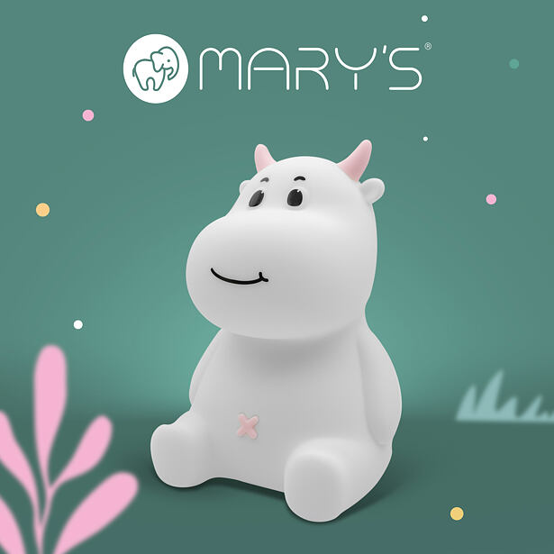 Mary's LED Silikonová noční lampička RGB kravička růžová
