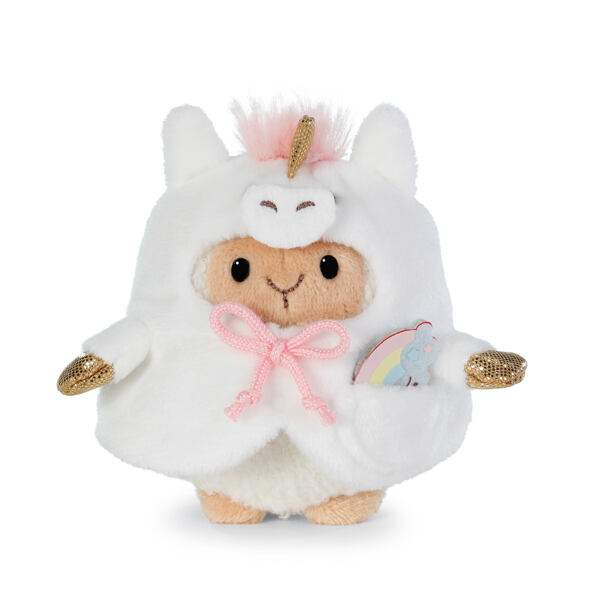 NICI MyMochi plyš Ovečka Wools 8cm s duhou a kostýmem jednorožce, dárkové balení