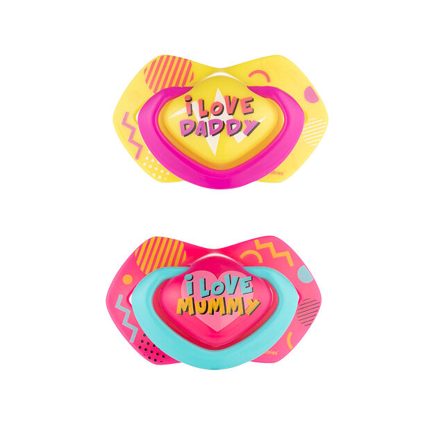 CANPOL BABIES B - Set symetrických silikonových dudlíků 6-18m NEON LOVE růžový