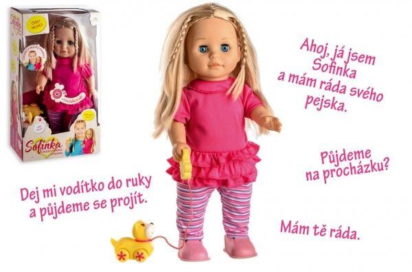 Teddies Chodící panenka Sofinka s pejskem, česky mluvící