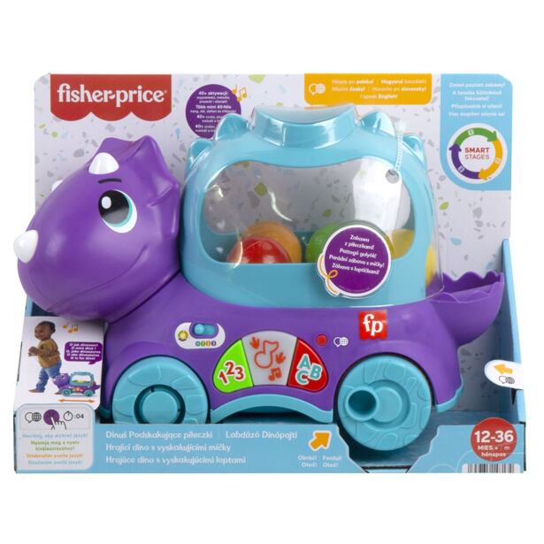 Fisher Price Hrající Dino s vyskakujícími míčky CZ/SK/EN/PL/HU