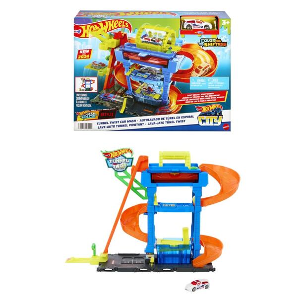 Hot Wheels City Color Shifters Automyčka s otočným tunelem
