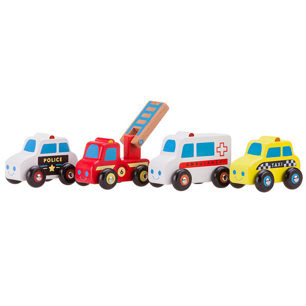New Classic Toys Sada dřevěných mini vozidel, 4 ks
