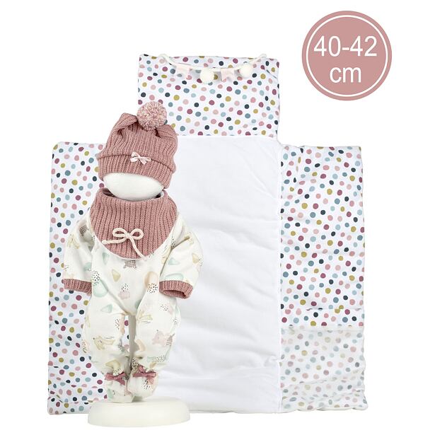 Llorens M738-88 Obleček pro panenku miminko NEW BORN velikosti 40–42 cm s doplňky