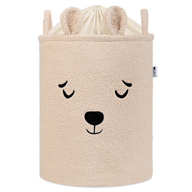 Sipo Koš na hračky Premium Bouclé se šňůrkou / 43 l, Bear (Beige)