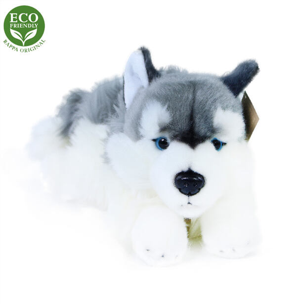 Rappa Plyšový pes husky ležící 30 cm ECO-FRIENDLY