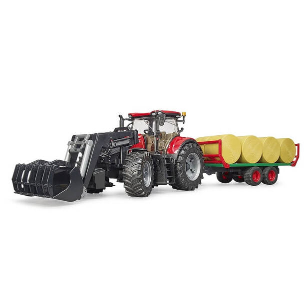 Bruder Traktor Case Optum + vůz na balíky