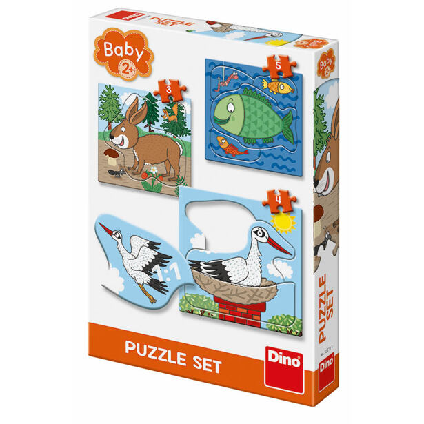Dino Kde žijí zvířátka Baby puzzle 3-5 dílků