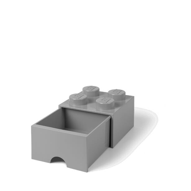 LEGO úložný box 4 s šuplíkem - šedá