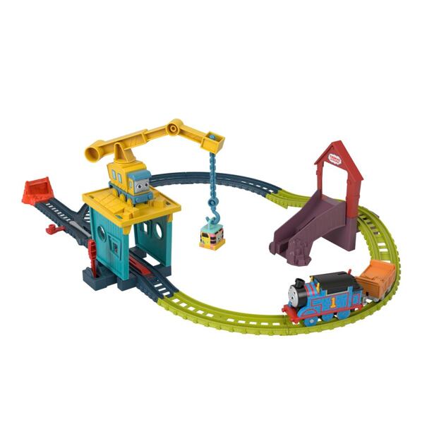 Fisher Price Vláčkový set s jeřábem a motorovou mašinkou