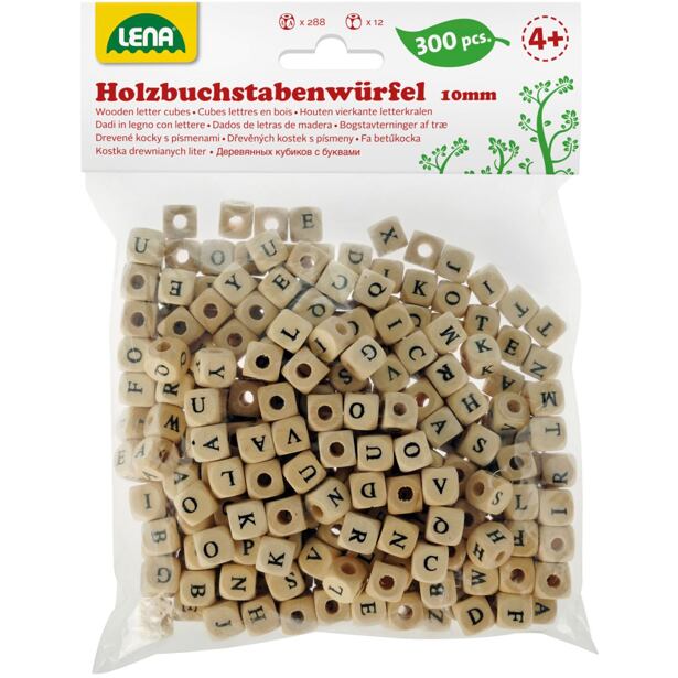 Lena Dřevěná písmenka korálky, abeceda 300 ks
