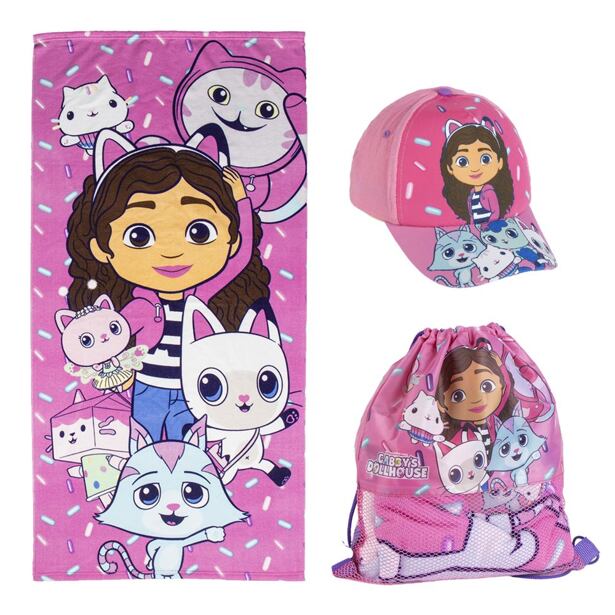 Cerdá Gabby's Dollhouse Souprava ručník, kšiltovka a sáček