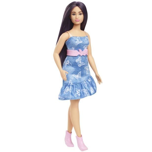 Mattel Barbie Modelka - modré šaty s motýlky