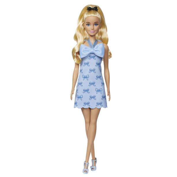 Mattel Barbie Modelka - šaty s modrými mašlemi