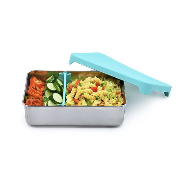 Nerezový Bento box 740 ml se silikonovým víkem - modrý