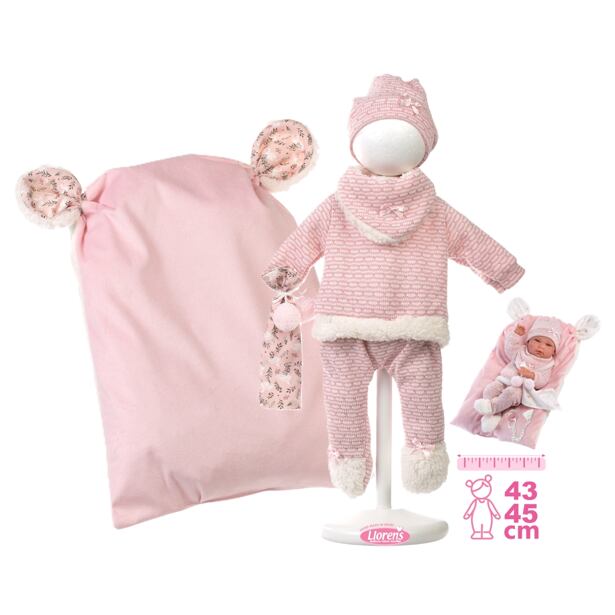 Llorens M738-60 Obleček pro panenku miminko NEW BORN velikosti 40-42 cm s doplňky