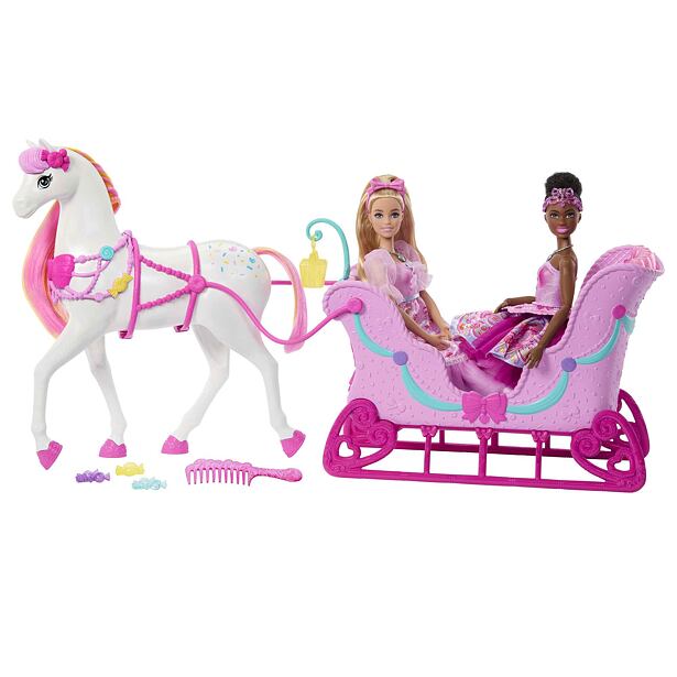 Mattel Barbie Louskáček saně s koněm