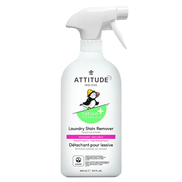 ATTITUDE Odstraňovač skvrn na dětské prádlo Baby leaves s rozprašovačem 800 ml