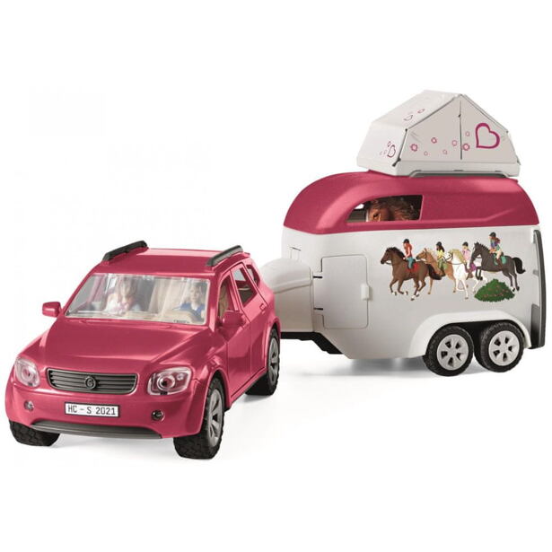 Schleich Dobrodružné auto s přívěsem a koněm