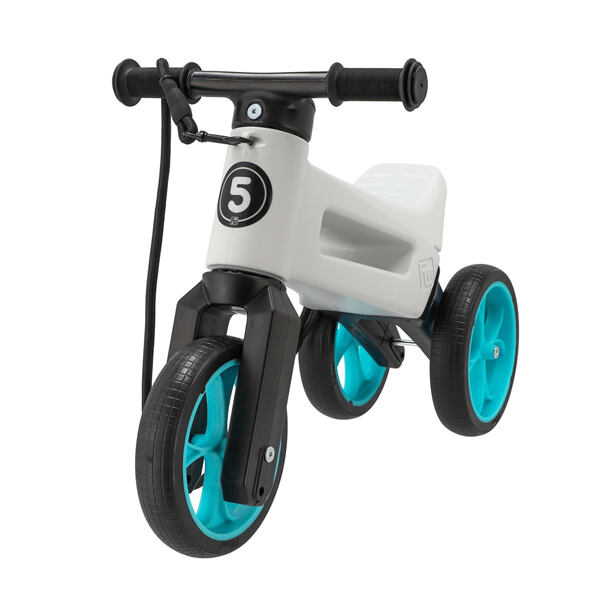 FUNNY WHEELS Odrážedlo Rider SuperSport bílé/tyrkys 2v1 s popruhem