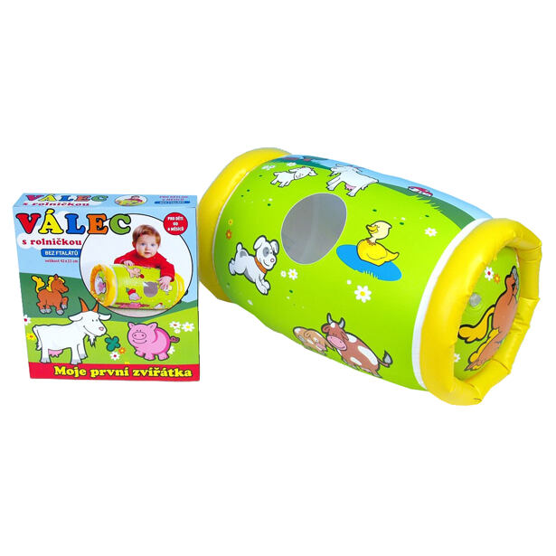 Teddies Válec s rolničkou nafukovací Moje první zvířátka