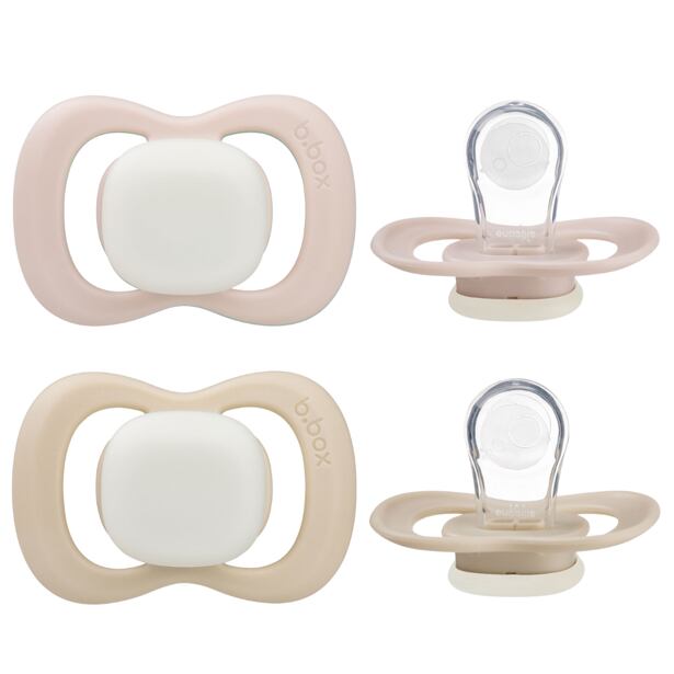 b.box Dudlíky silikonové 6m+, 2ks - GLOW světle růžový/latte