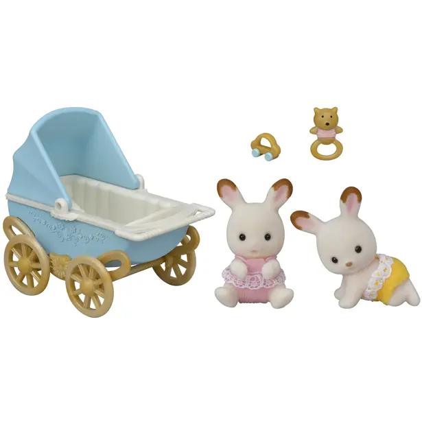 Sylvanian Families Dvojčata Chocolate králíků s kočárkem