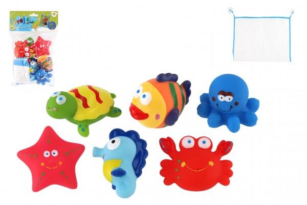 Teddies Zvířátka do vany gumová se síťkou, 6 ks