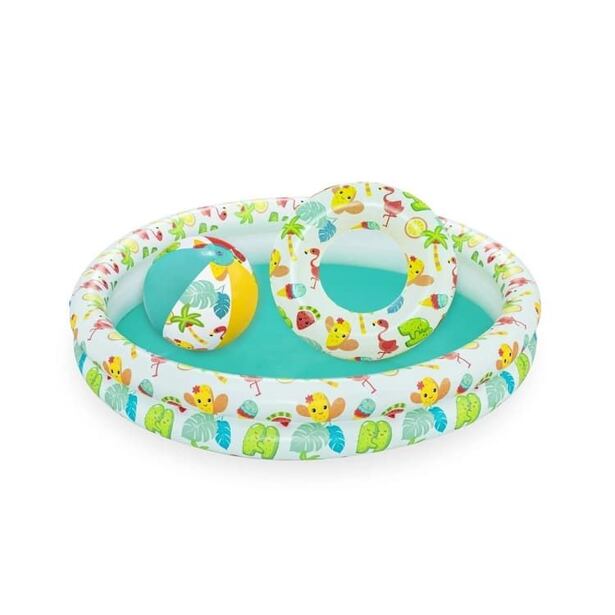 Bestway Nafukovací SET - bazén 112cm, plavací kruh 51cm, míč 41x15cm