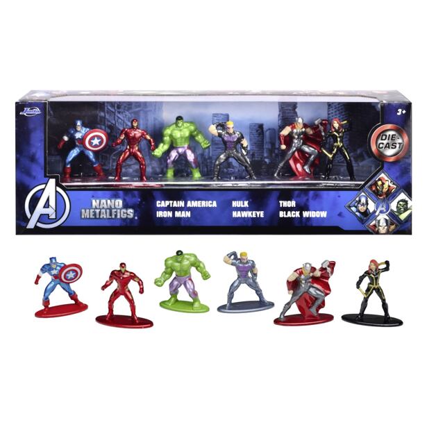 Jada Marvel Avengers Kovové sběratelské nanofigurky 1,65", sada 6 ks