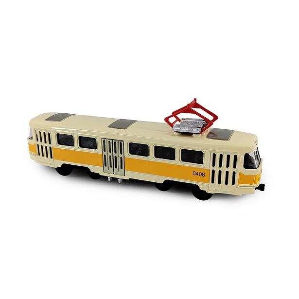 Rappa Kovová česká retro tramvaj žlutá 16cm - otevírací dveře